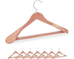 houten kledinghangers - set van 8 - brede schouders - pakken & blazers - hout - natuur