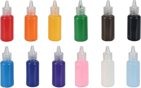 Textielverf Mega Pack 12 kleuren - Textielverfset voor Kinderen en Volwassenen - Knutselen - Shirts Verven