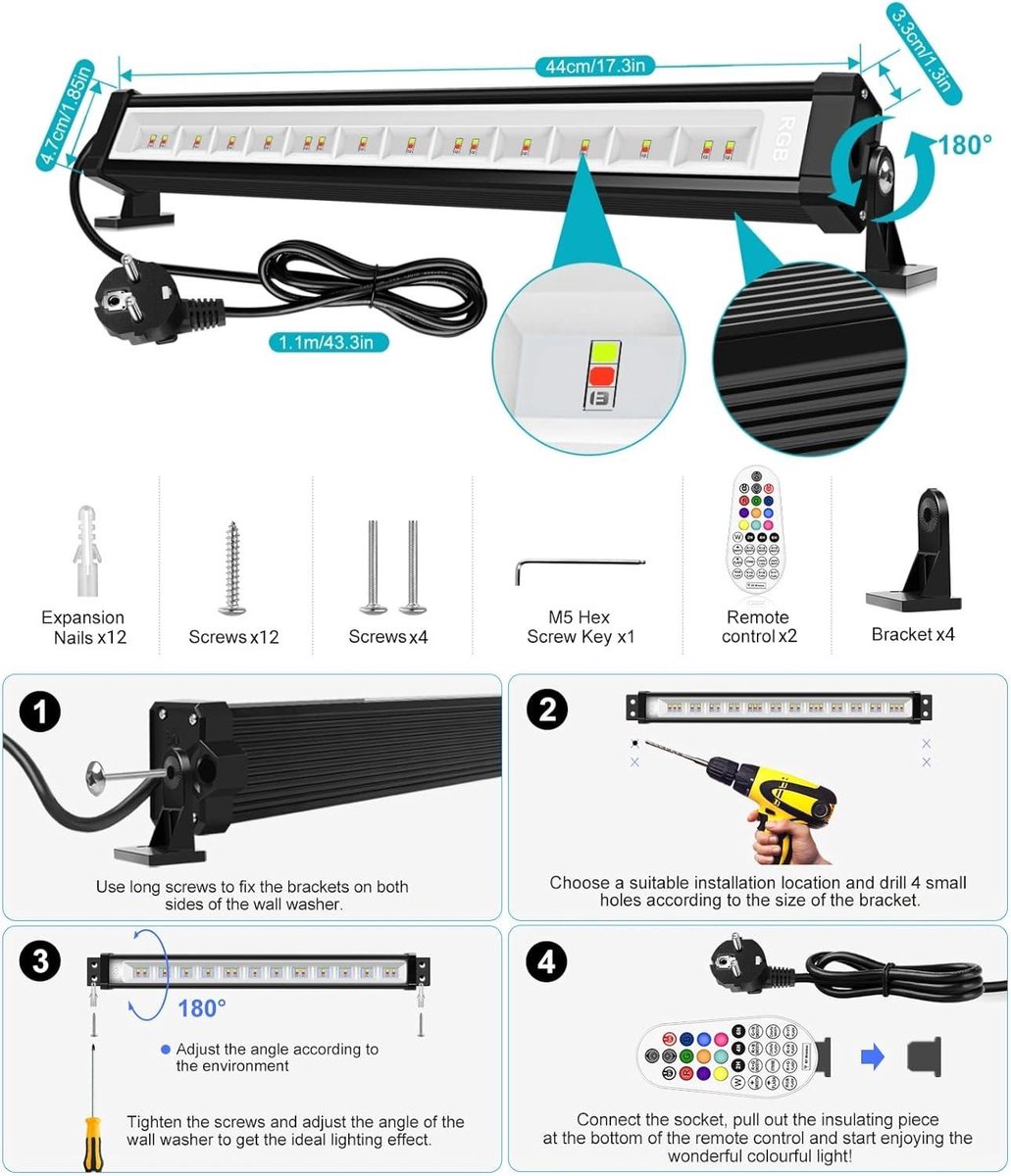 NATPOW Projecteur RGB Extérieur 100W, Spot de Couleur avec Application