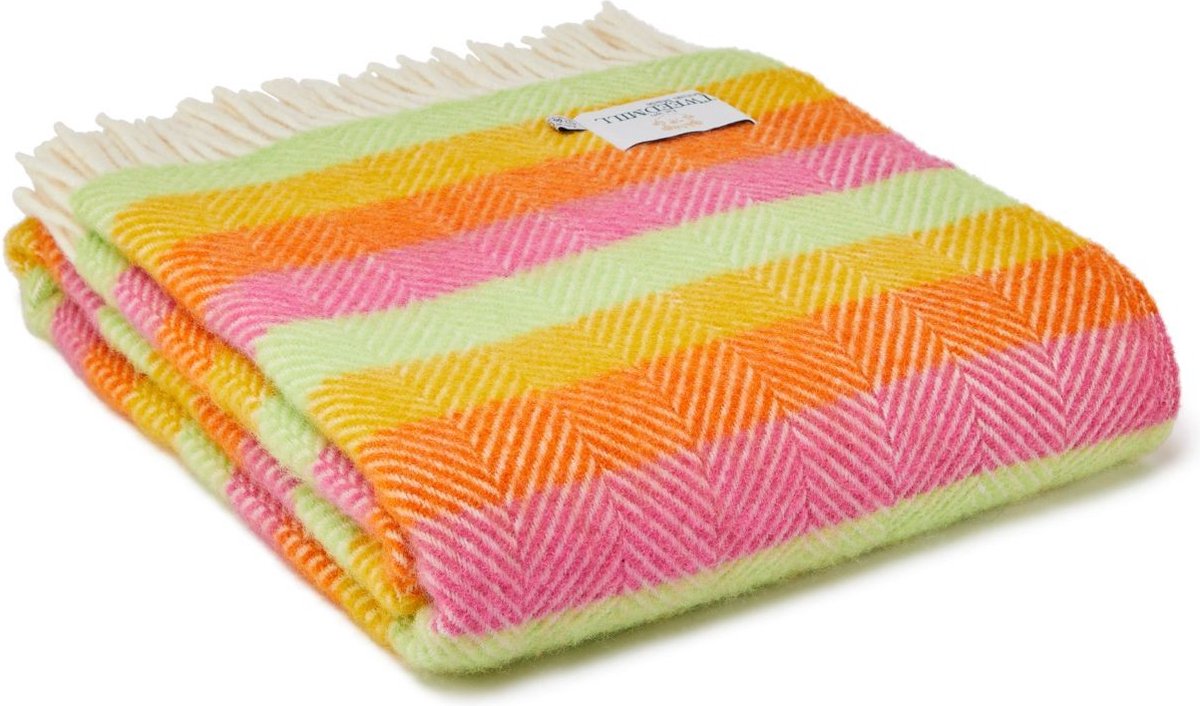 Tweedmill Plaid Vrolijk Gestreept - 150x183 - Nieuw Wol - Tweedmill UK Kleurrijk