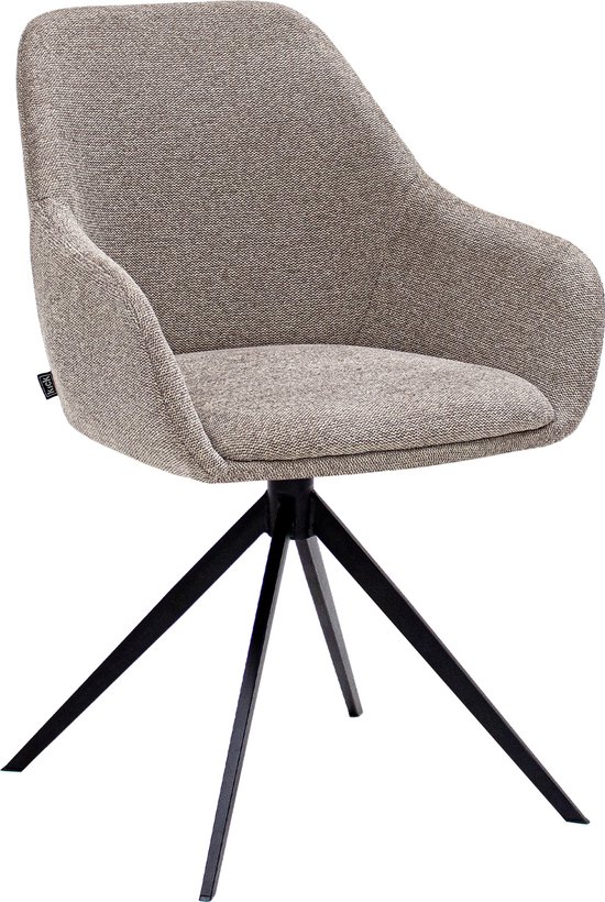 Chaise pivotante taupe avec pied étoile noir.