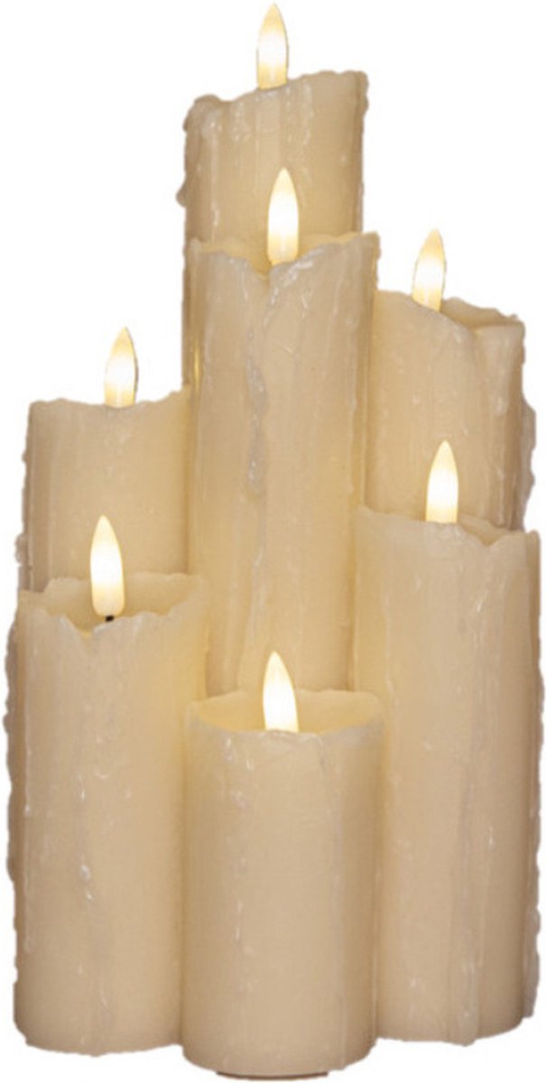 Anna's Collection LED kaarsen/stompkaarsen - 2x - goud - D4,5 x H8 cm - timer - warm wit Ivoorwit