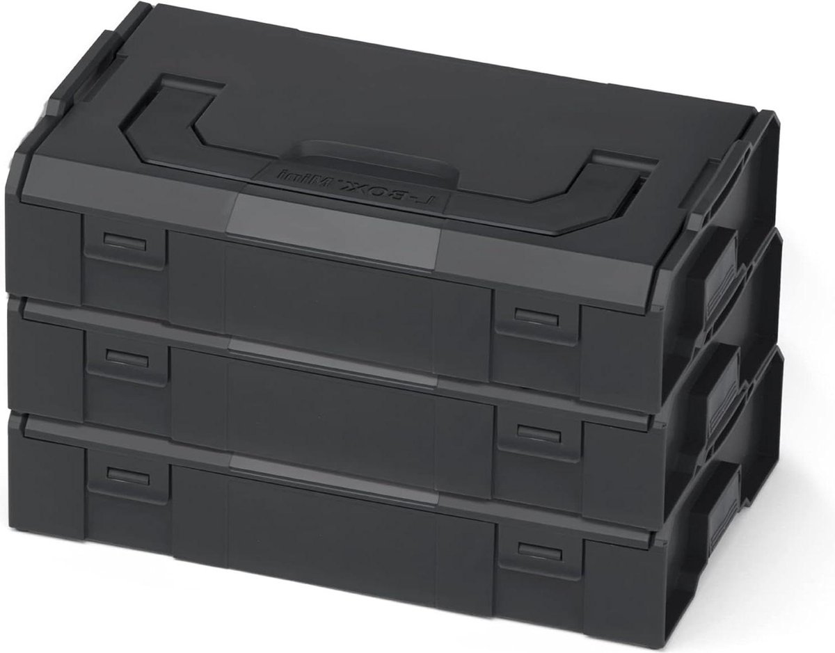 Sortimo mini-opbergdoos met zwart deksel - set van 3 stuks - transparant - assortimentsdoos voor schroeven en pluggen