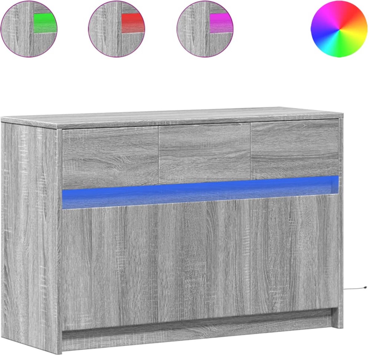 vidaXL - Tv-meubel - met - LED - 91x34x61 - cm - bewerkt - hout - grijs - sonoma - eiken