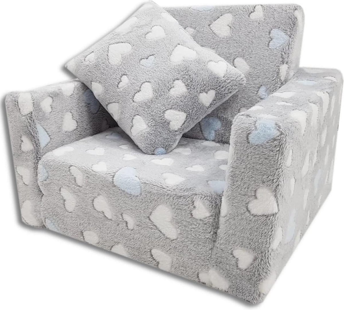 Kinderstoel relaxstoel knuffelstoel - grijs blauw - modern design kinderzetel