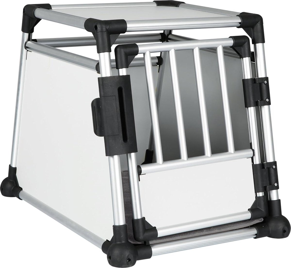 Transporthannel Maat M – 55 x 62 x 78 cm – Aluminium – Zilver/Zwart Hondenbench