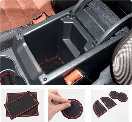 11-delige Rubberen Antislipmatten Set – Voor Seat Ateca SUV FR (2017-2023) – Voor Bekerhouder, Deurvakken, Dashboard En Middenconsole – Eenvoudig Te Reinigen