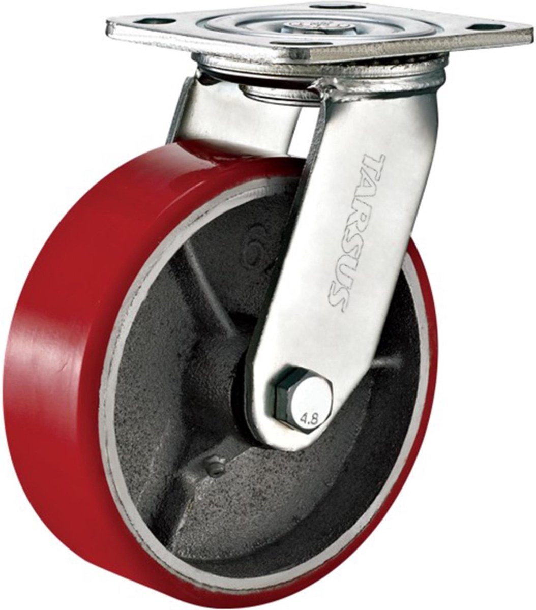 Tarsus Zwaarlast zwenkwiel - 200 mm - 400 kg draagvermogen - PU loopvlak - 360° draaibaar