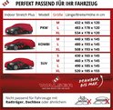 Maattabel voor autoverdelingen voor auto's, kombi's en SUV's, met afmetingen.