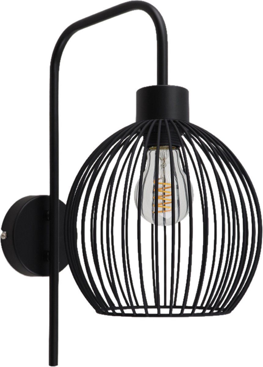 Olucia - WIRO - Wandlamp - Zwart - Vorm: Bol