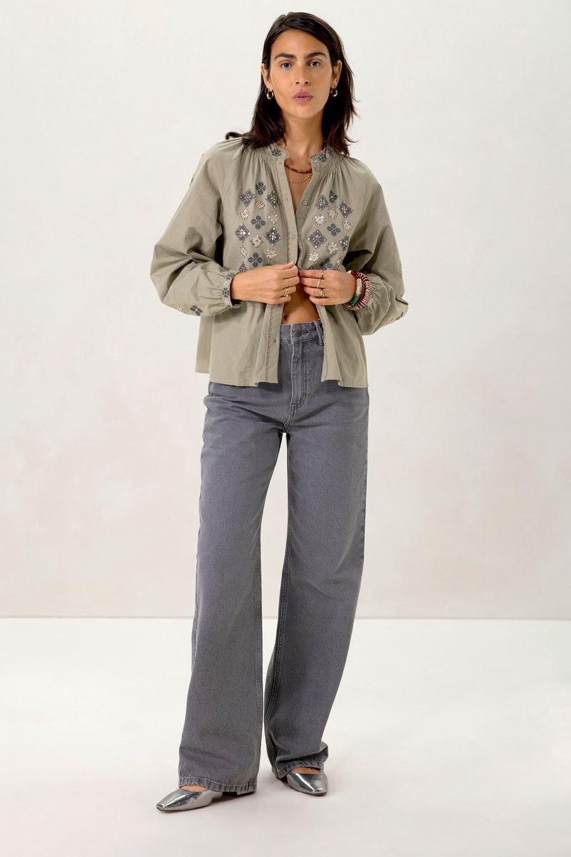 Sissy-Boy - Grijze high waist wide leg jeans