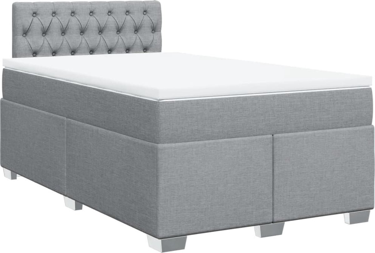 vidaXL - Boxspring - met - matras - stof - lichtgrijs - 120x200 - cm