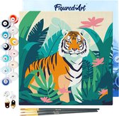 Figured'Art Mini Schilderen op Nummer Volwassenen 20x20cm met lijst Tropische Bengaalse Tijger - Klein Formaat Creatieve Hobby Kit DIY Art Nummer Compleet
