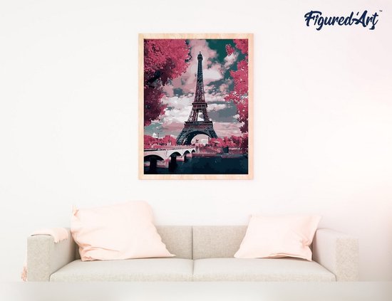 Figured'Art Peinture par Numéro Adulte Paysage romantique de Paris - Kit de Loisir Créatif DIY Numéro d'Art - 40x50cm sans châssis - Beaux-Arts et Loisirs créatifs