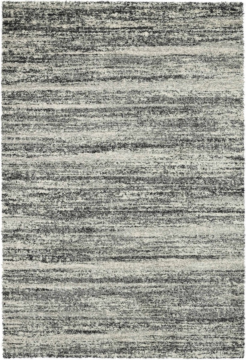 Rugsman Camel 023.0094.6258 Vloerkleed - 120 x 170 cm - Zwart & Wit - Rechthoekig - Polypropylene - Woonkamer, Slaapkamer - Schakering - Shaggy - Hoogpolig, Modern