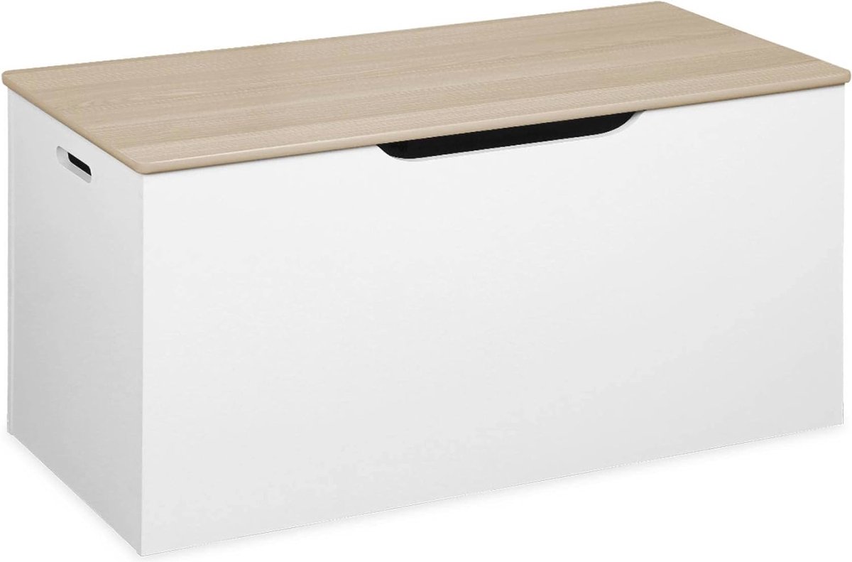 Speelgoedkist van massief grenenhout - 80 x 40 cm met inklapbaar deksel en zijhandgrepen