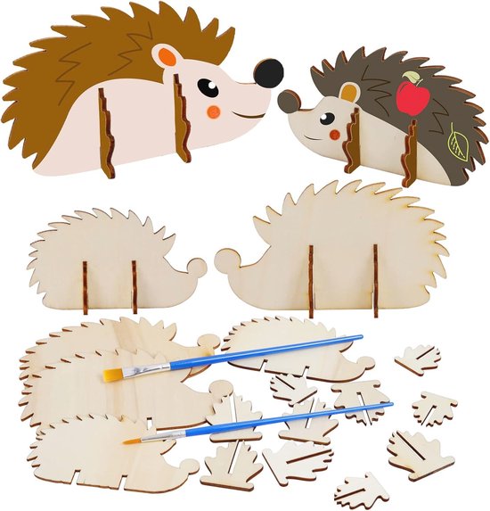 Kit De Bricolage D'automne Pour Enfants - 98 Pièces : Pendentifs En Bois à Peindre (hérisson, Citrouille...), Peintures, Pompons, Ficelle - Activité Créative Dès 4 Ans