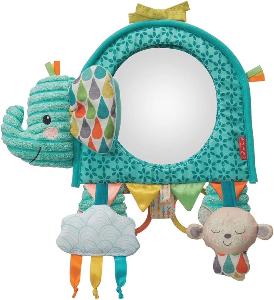 Image of Activity Mirror Olifant voor Baby's - Tummy Time, Auto en Kinderwagen; Sensorisch Speelgoed voor Pasgeborenen