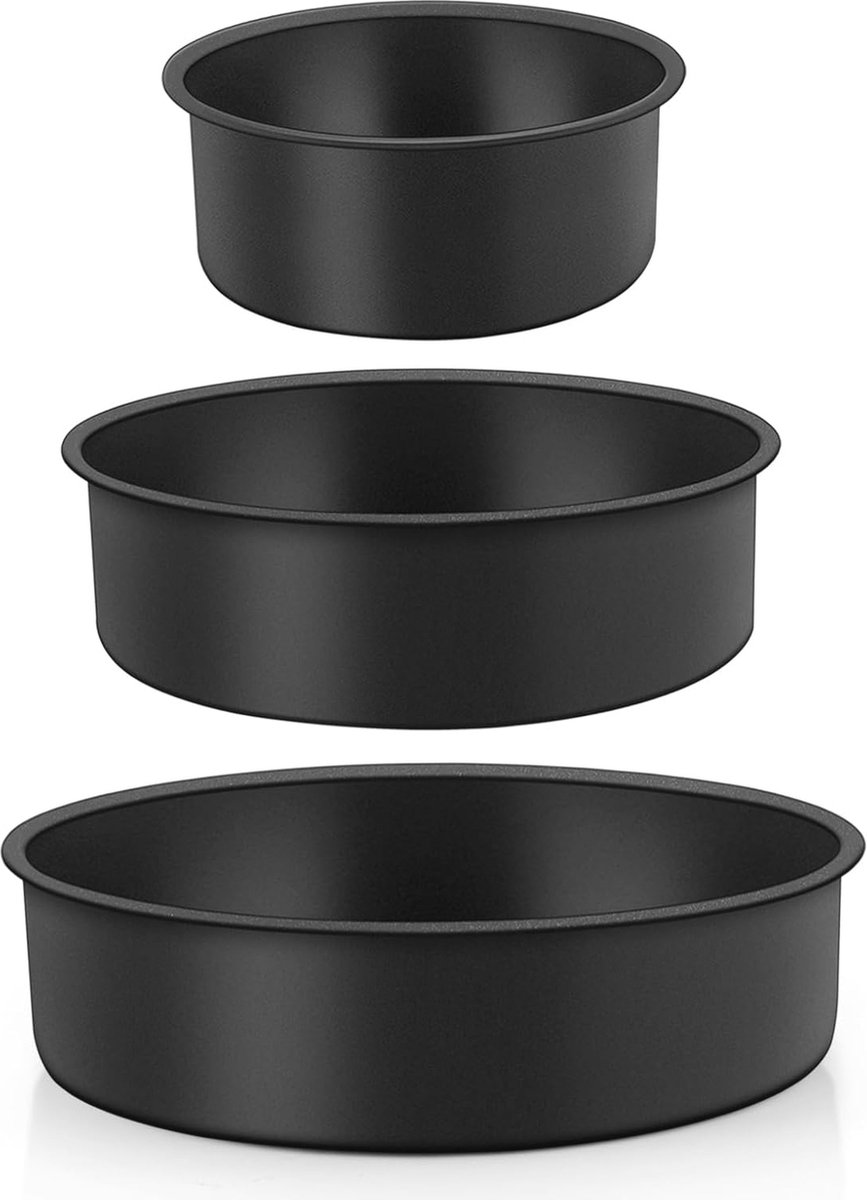 Ronde bakvormset 3-delige - Roestvrijstalen taartvormen met antiaanbaklaag - 10/16/20 cm