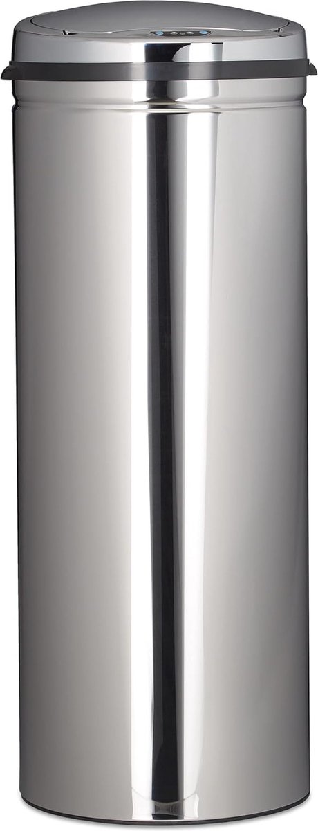 Goedkoopste Vuilnisbak 50 Liter met Sensor en Automatische Deksel - Ronde RVS Keukenafvalbak - 80 x 30 cm