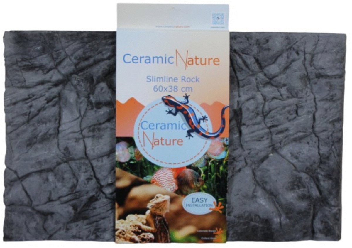 Ceramicnature Cn Slimline Rock Oxford Grey Grijs - Aquarium - Achterwand - 60x38 cm