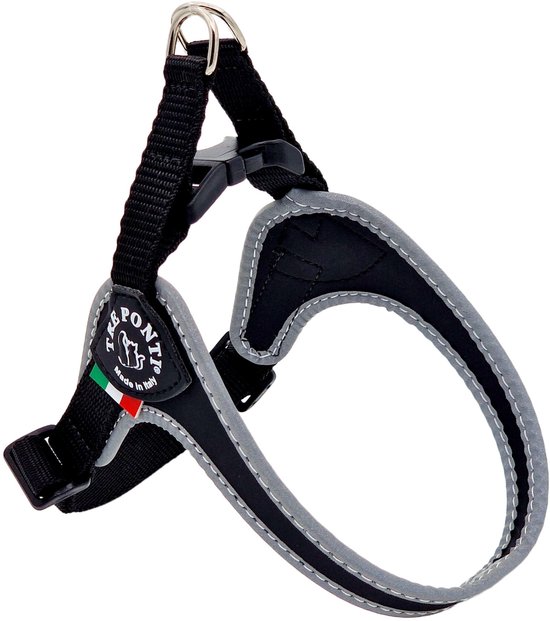 Tre Ponti Fibbia Basic Tuig Zwart&Reflecterend - Hondenharnas - 28 - 37 cm