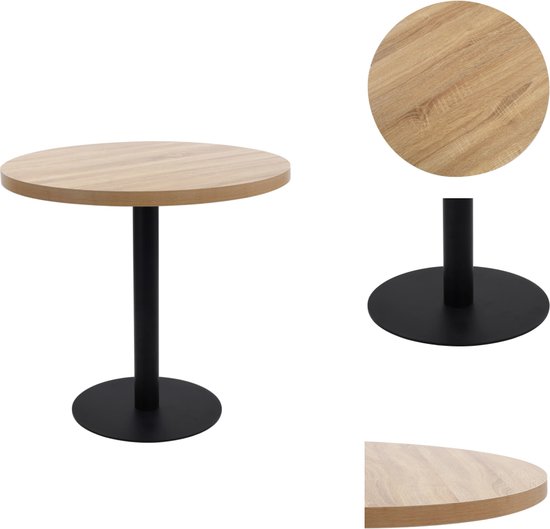 vidaXL Table de bistro 80 cm - Table de bistro marron clair et acier - Table en bois - Petite table - Table de café - Table de terrasse - Table d'extérieur - Chaise de salle à manger - Chaise de salle à manger - Table basse - Table d'appoint