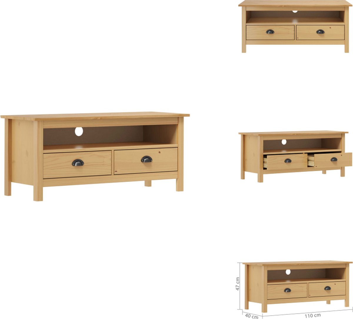 vidaXL Tv-kast - Tv-kasten - Televisiekast - Televisiekasten - Tv-meubel Hill 110x40x47 cm grenenhout honingbruin
