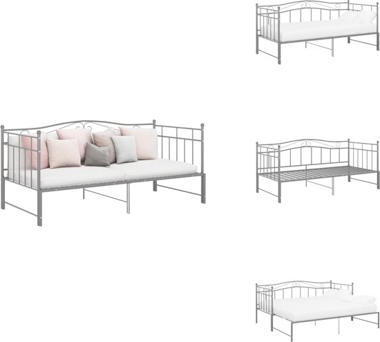 vidaXL - Bedframe - Grijs - Metaal - 90 x 200 cm | Leen Bakker