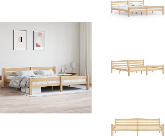 vidaXL Cadre de lit - Bois de pin Massief - 206 x 206 x 66 cm - Convient pour un matelas de 200 x 200 cm - Assemblage requis - Lit