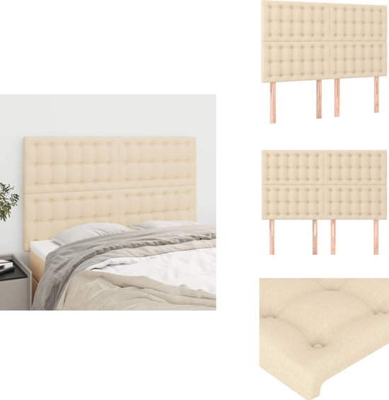 vidaXL Hoofdborden 4 st 72x5x78/88 cm stof crèmekleurig - Hoofdbord vidaXL Hoofdborden 4 st 72x5x78/88 cm stof crèmekleurig - Hoofdbord