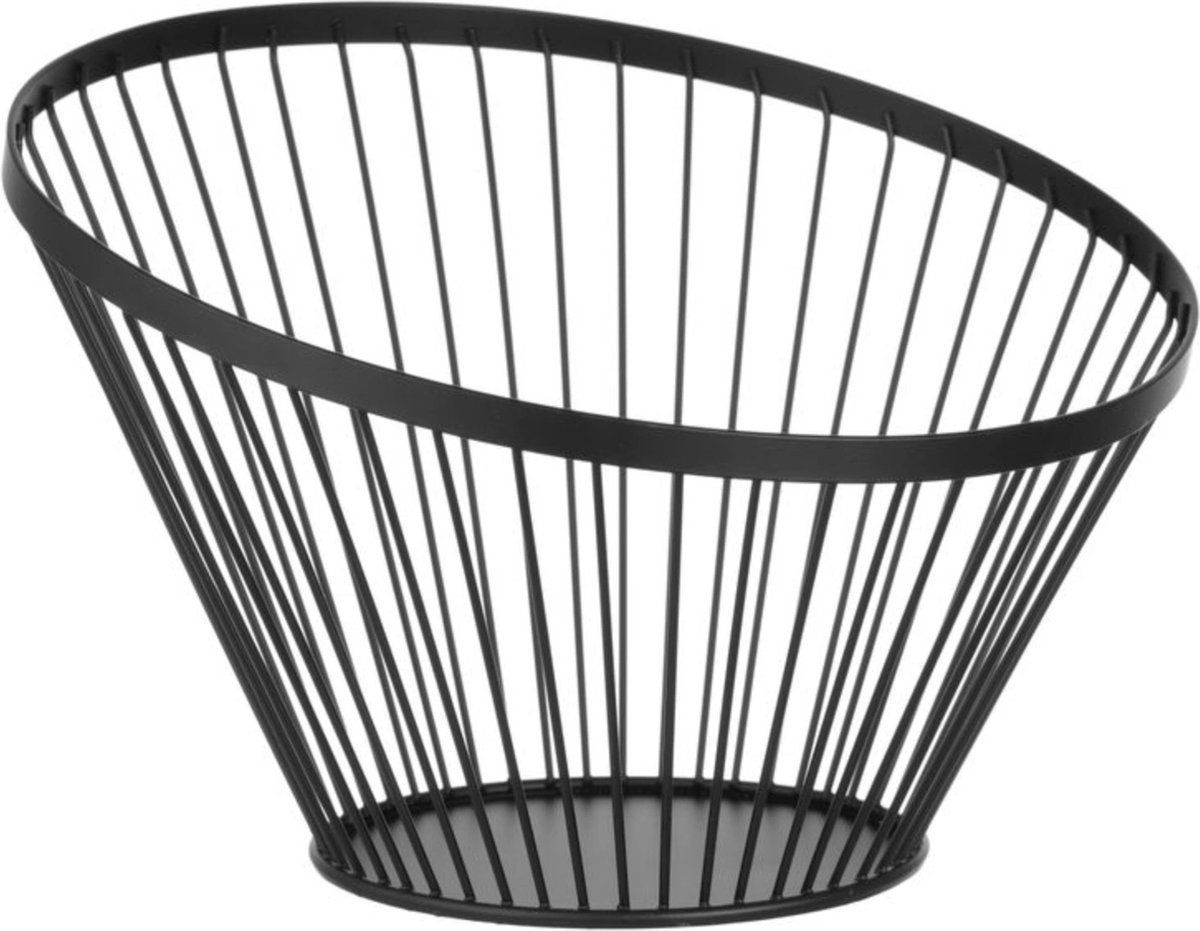 HENDI Fruitkorf – Schuin Ontwerp – Matzwarte Poedercoating – ⌀300x(H)205mm