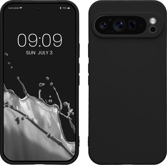 kwmobile coque de téléphone compatible avec Google Pixel 9 Pro XL - Coque pour smartphone - Découpe précise pour appareil photo - Coque arrière en TPU noir