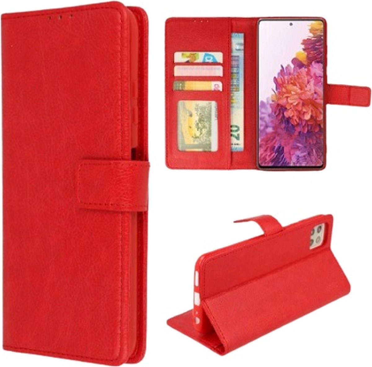 Samsung S22 Plus Hoesje Met Pasjeshouder Bookcase Rood