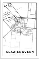 Poster Carte - Klazienaveen - Zwart - Wit - 60x90 cm