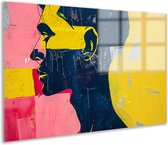 Portret schilderij op glas - Kunst schilderijen - Glasschilderij Vlakken - Schilderijen op glas industrieel - Schilderijen plexiglas - Woondecoratie acrylglas 75x50 cm