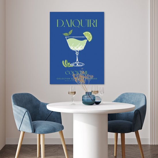 Affiche 60x80 cm - Cocktail - Daiquiri - Blauw - Rétro - Posters - Décoration murale cuisine - Décoration murale salon - Accessoires décoratifs - Décoration murale chambre