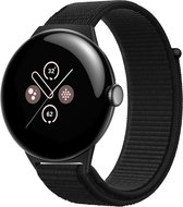 Strap-it Nylon smartwatch bandje met klittenbandsluiting - geschikt voor de grotere Google Pixel Watch 3 - 45mm (zwart)