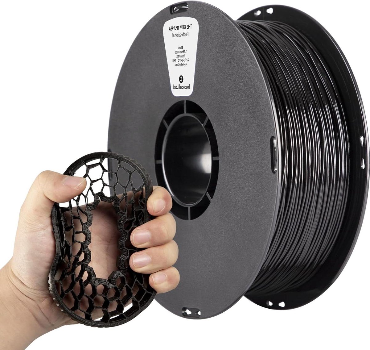 Flexibel TPU Filament 175mm 1kg Spoel - Flexibel 3D Printer Filament - Shore 95A - Zwart