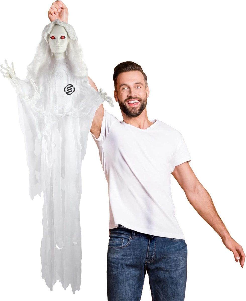Equivera Halloween Decoratie - Halloween Versiering - Horror Versiering - voor Binnen en Buiten - Spin, Heks, Skelet, Pompoen en Spoken - 2024