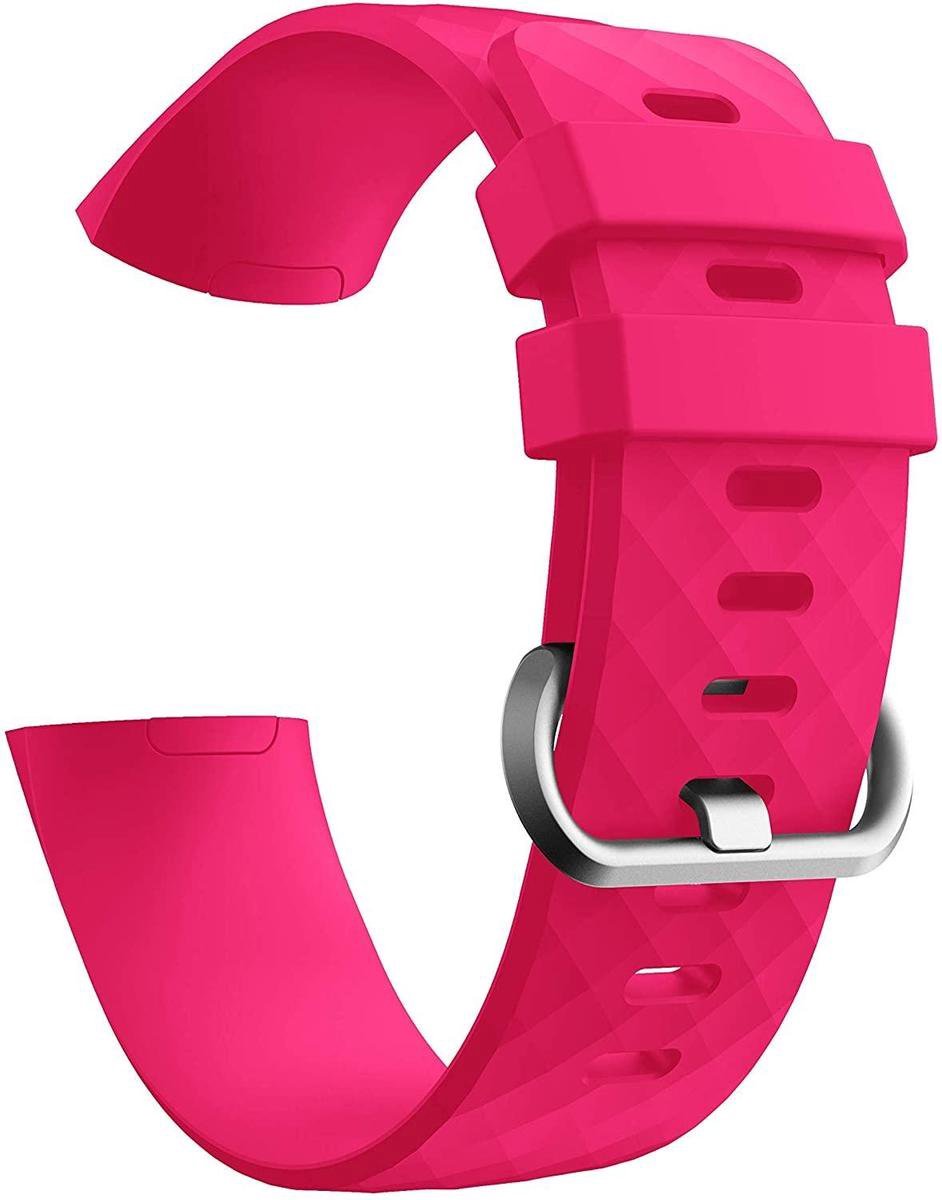 Go Go Gadget - Schubben Siliconen Bandje - Sportbandje - Fitbit Charge 3 & 4 - S/M - Roze