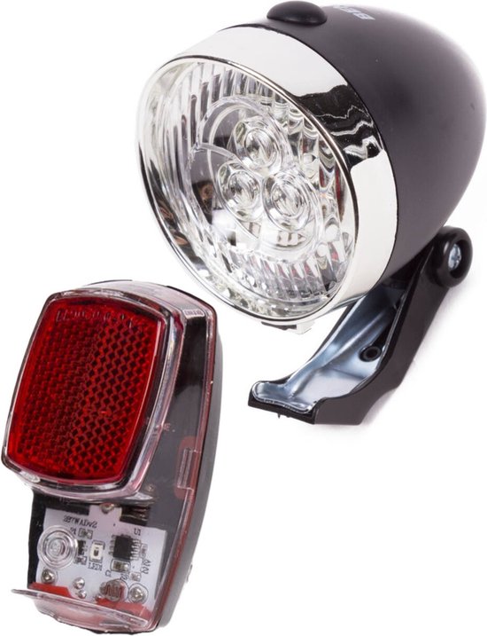 Fietsverlichting set klassieke koplamp en achterlicht - LED - universele fietsverlichting op batterij - voorlichten / achterlichten — afbeelding 5