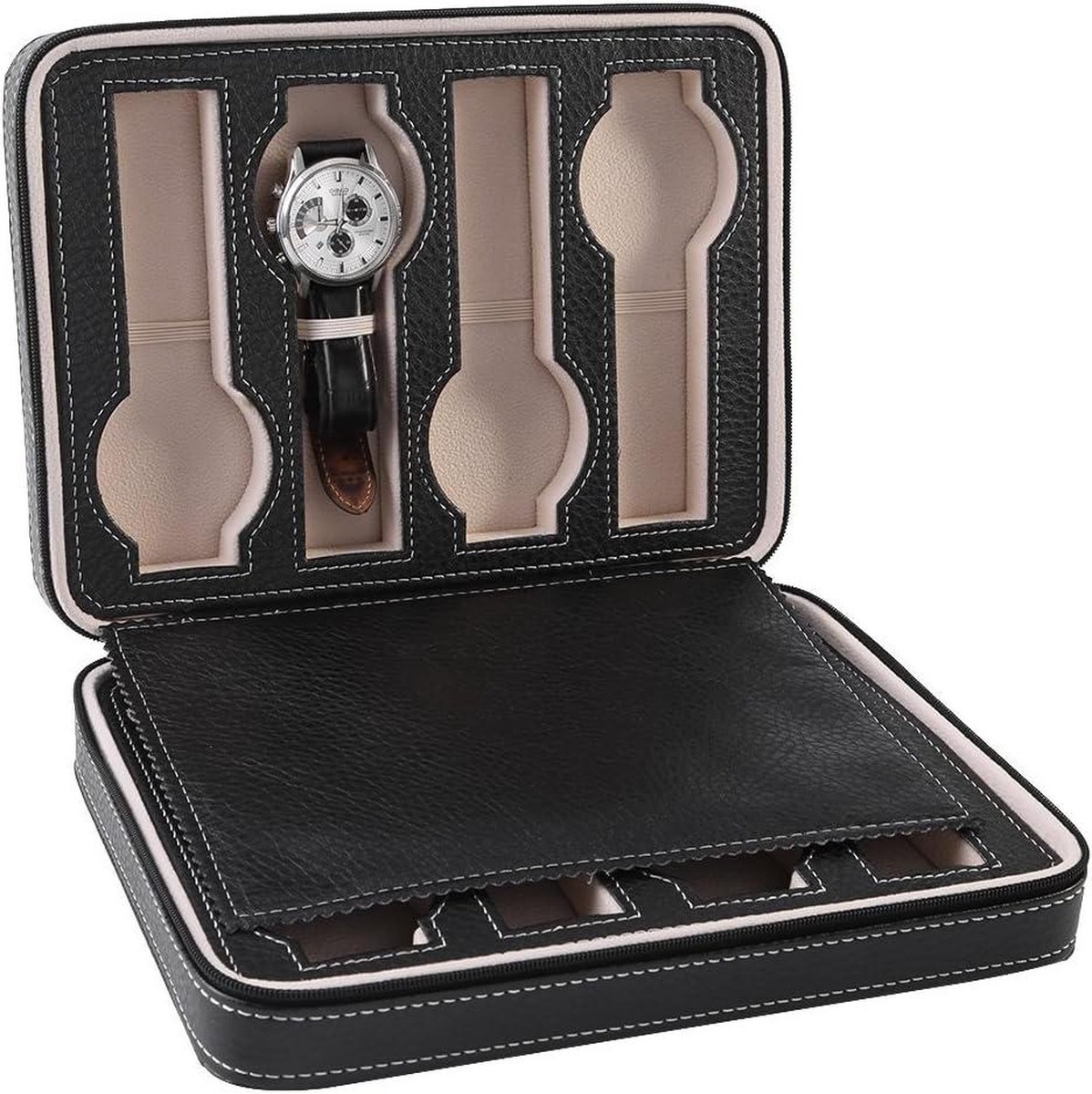 Horloge Display Opslag Draagbare - 8 Grids Horloge Box Case - Rits Travel Collector Organizer