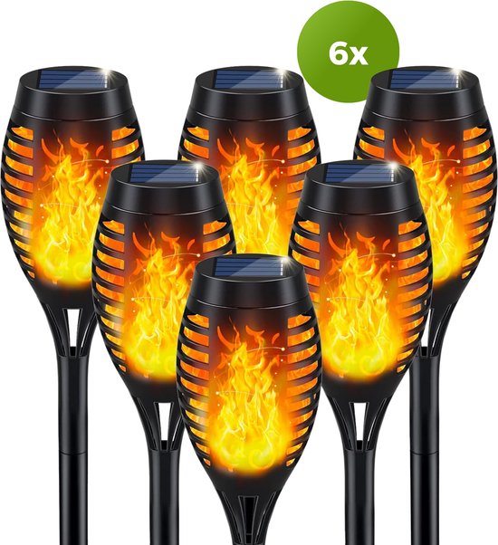GardenXL Solar Tuinverlichting - LED Tuinfakkels - Tuinverlichting op Zonne Energie - Buitenverlichting - Lamp voor in de Tuin - 51cm - 6 Stuks