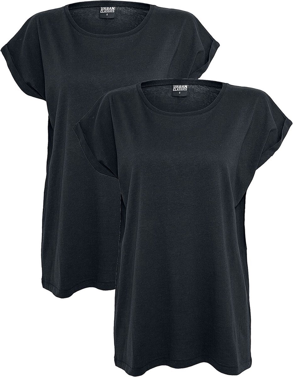 Urban Classics Extended Shoulder Tee 2 Pack Dames T-shirt – 4XL Zwart