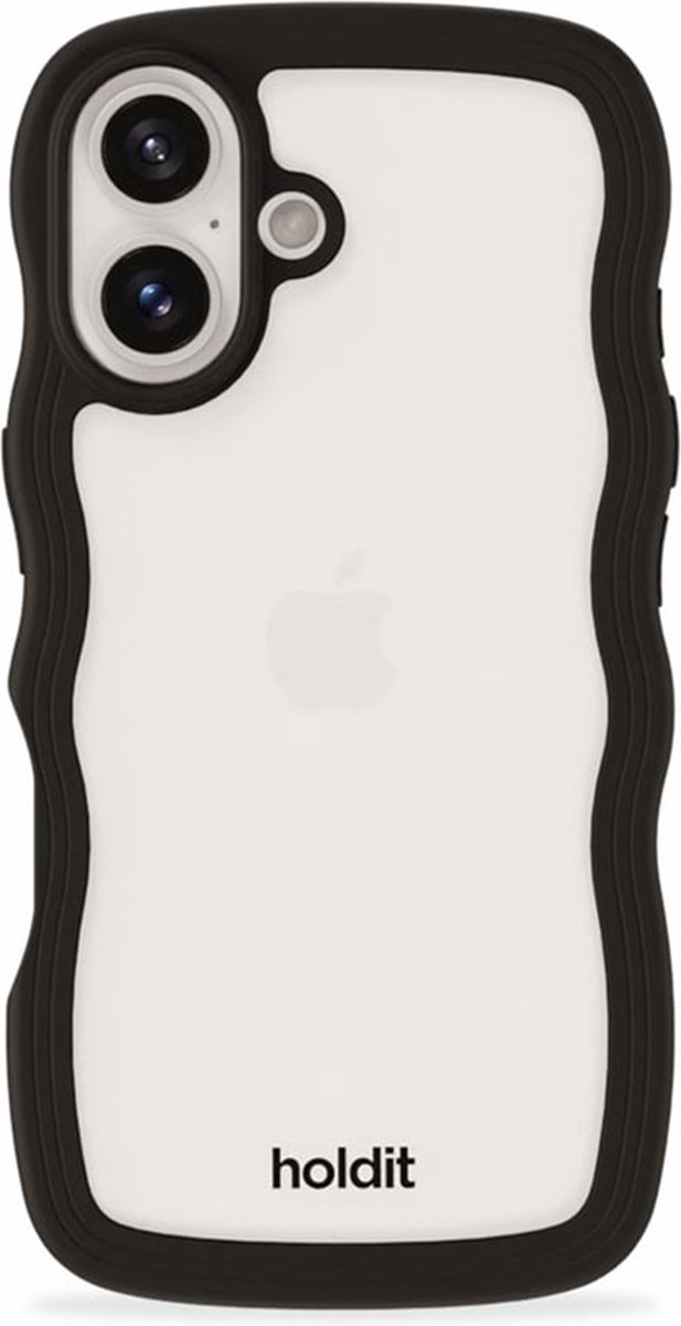 Holdit Wavy Case geschikt voor Apple iPhone 16 - Black / Transparent