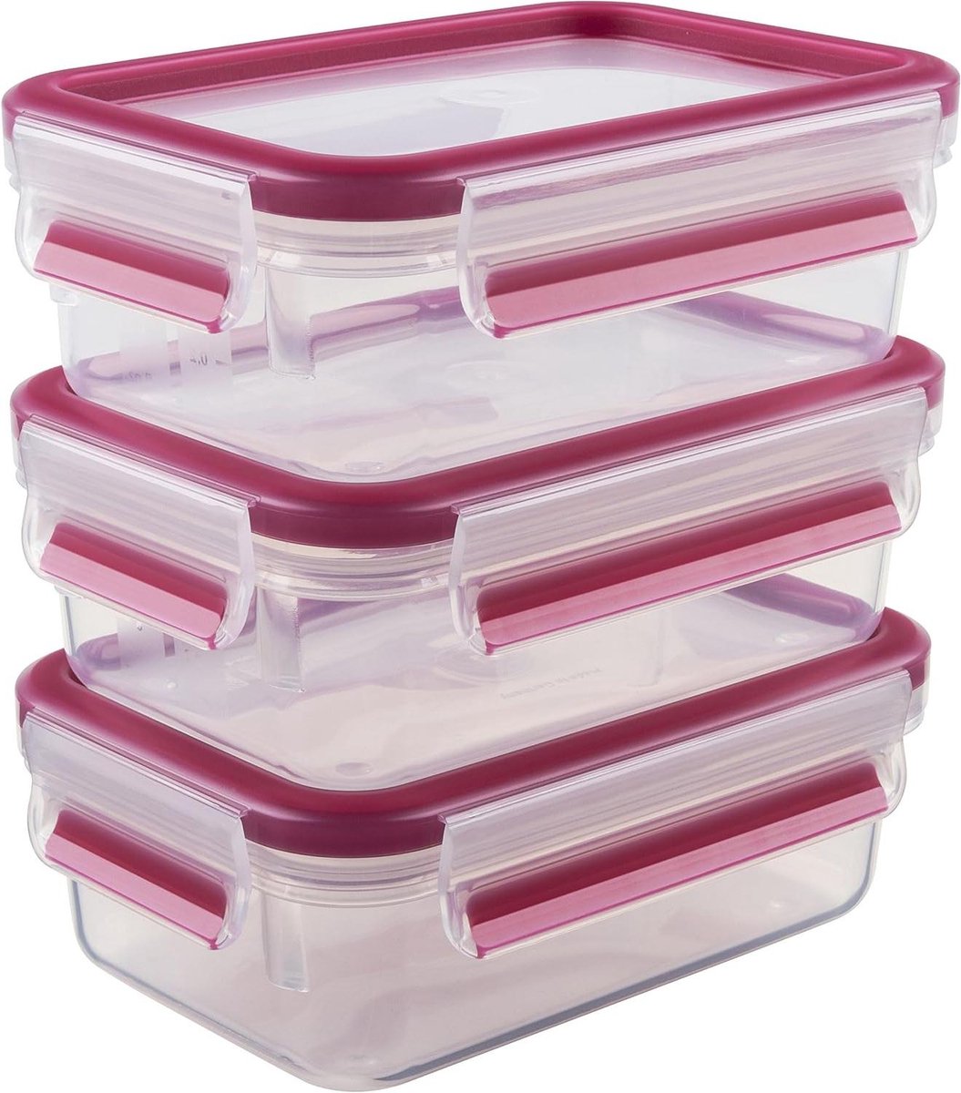Food Clip & Close transparant roze 055 liter set van 3 diepvriesdozen