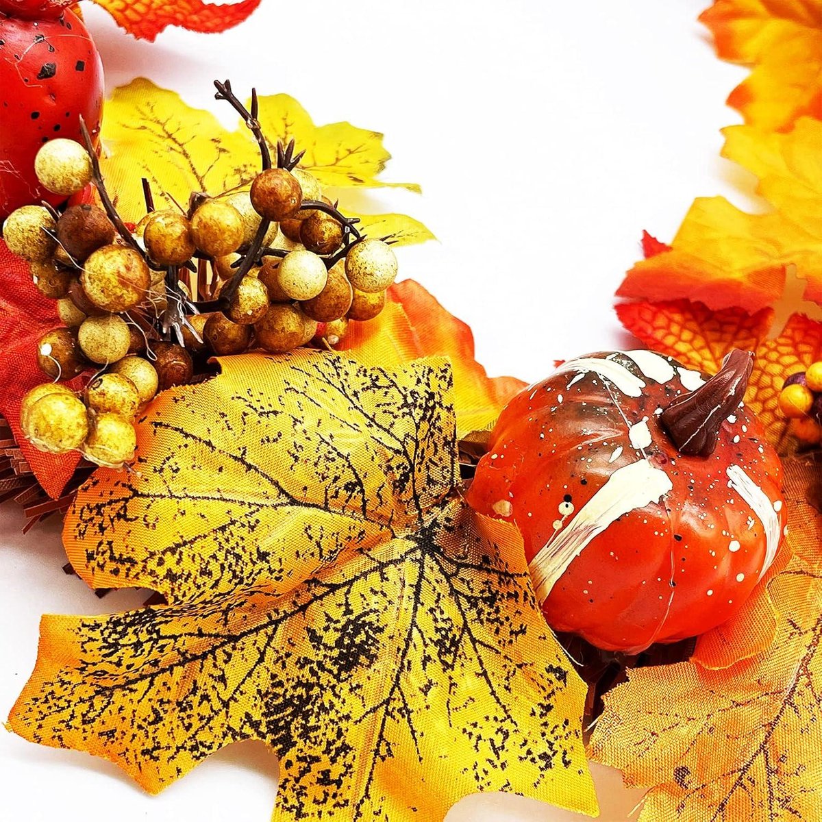 Couronne De Porte Automne Festive Productions Couronne D'automne Avec Feuilles Et Citrouilles Couronne Automne