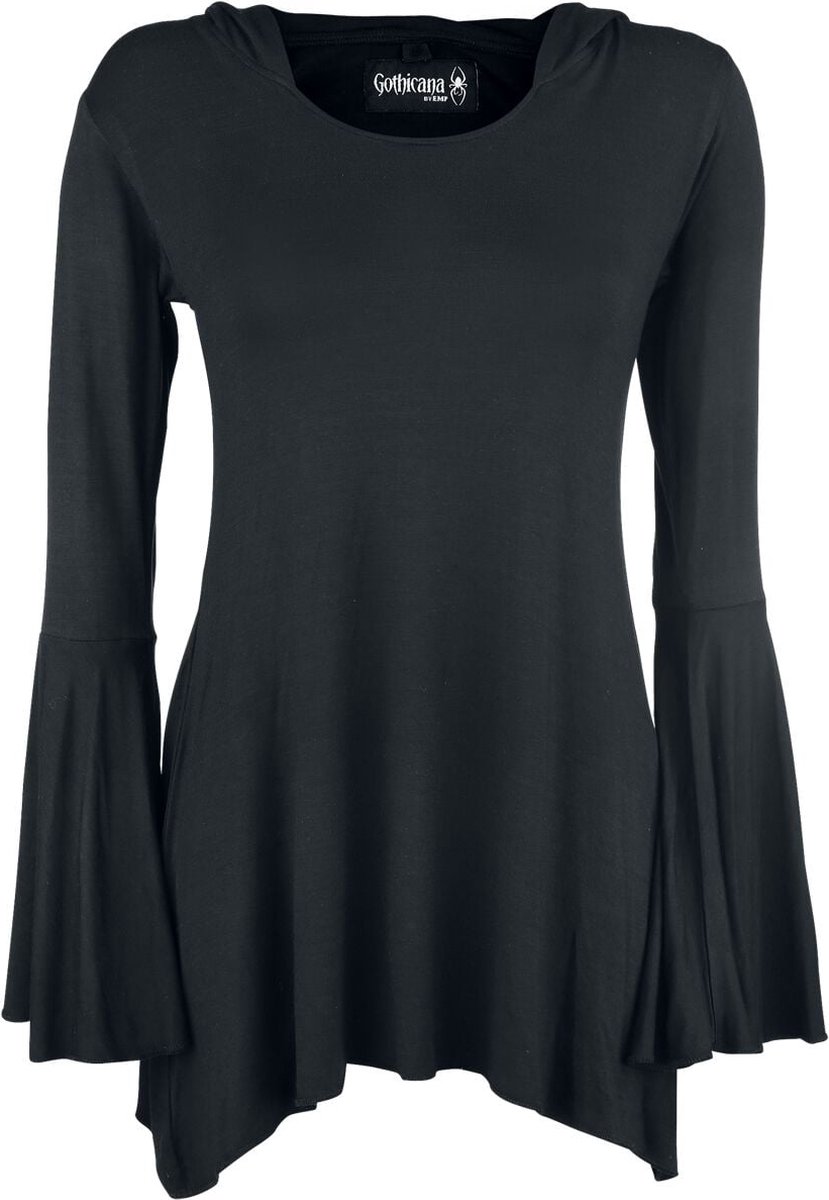 Gothicana Zwart shirt met lange mouwen en puntige zoom - Dames - M