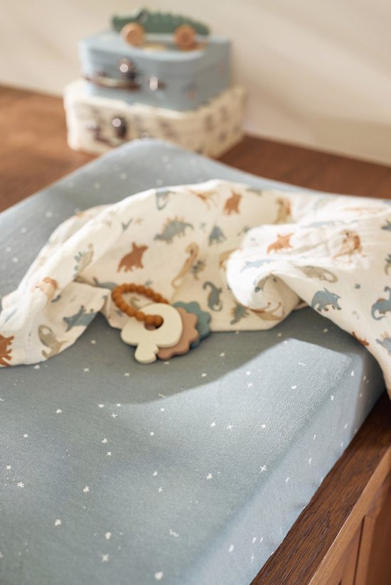 Jollein - Aankleedkussenhoes Jersey 50x70cm - Zachte Hoes Baby Aankleedkussen - Twinkling Sea Green — afbeelding 4